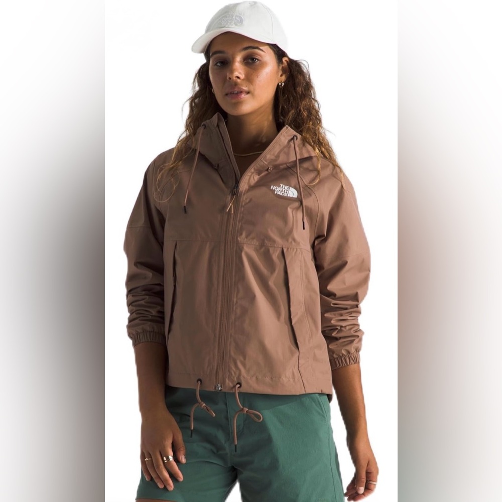 The North Face Women's Tan antora hoodie latte brown rain Jacket waterproof